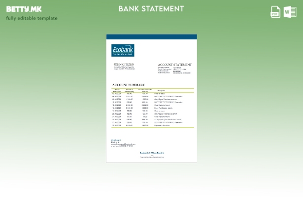 модерен стил Шаблон за збор за извод од банка на Централна Африканска Република 